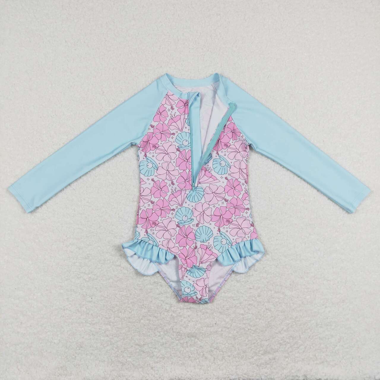 kids little girl one pieces rash guard swimsuit