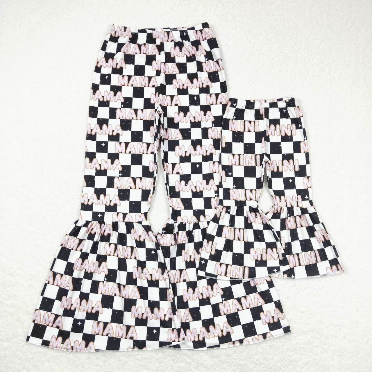 mama letters checkered pants mommy and me trousers