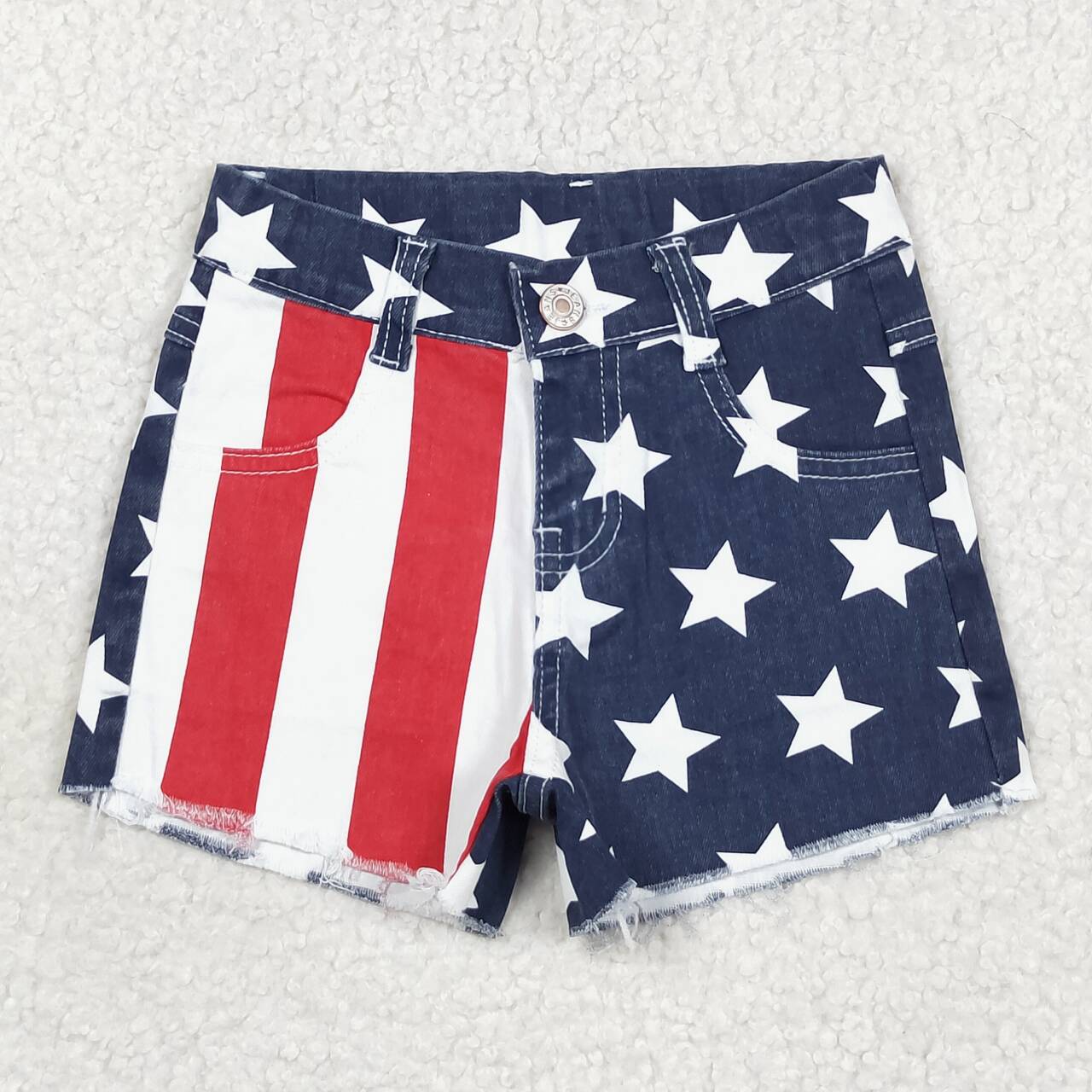 girl patrotic star and stripe denim shorts