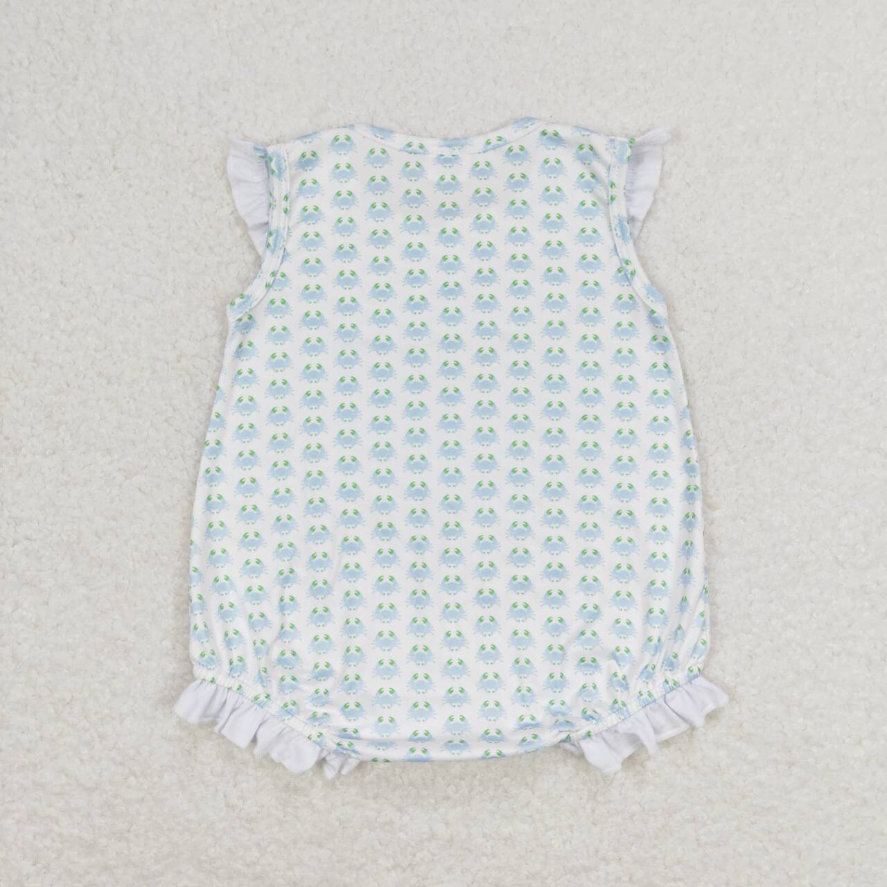 blue crab baby girl rompers