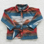 Kids Flap Design Ethnic Aztec Print Button Fly Shacket