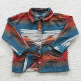 Kids Flap Design Ethnic Aztec Print Button Fly Shacket