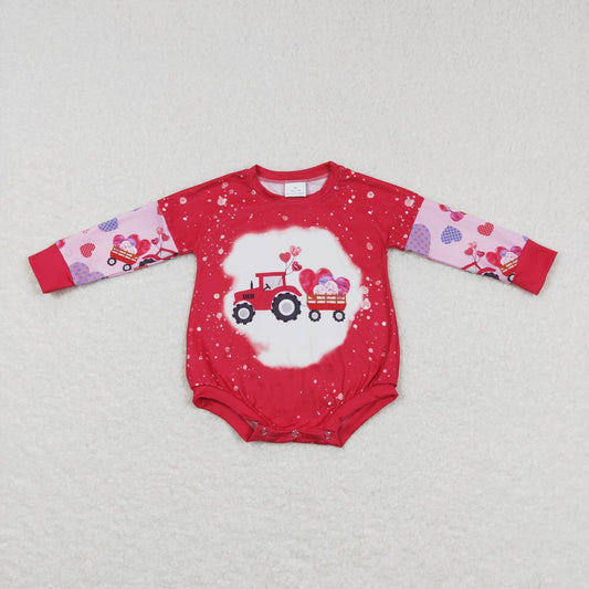 baby girl valentine heart truck bodysuit