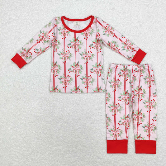 Christmas berrys & bows  bamboo pajama set for girl