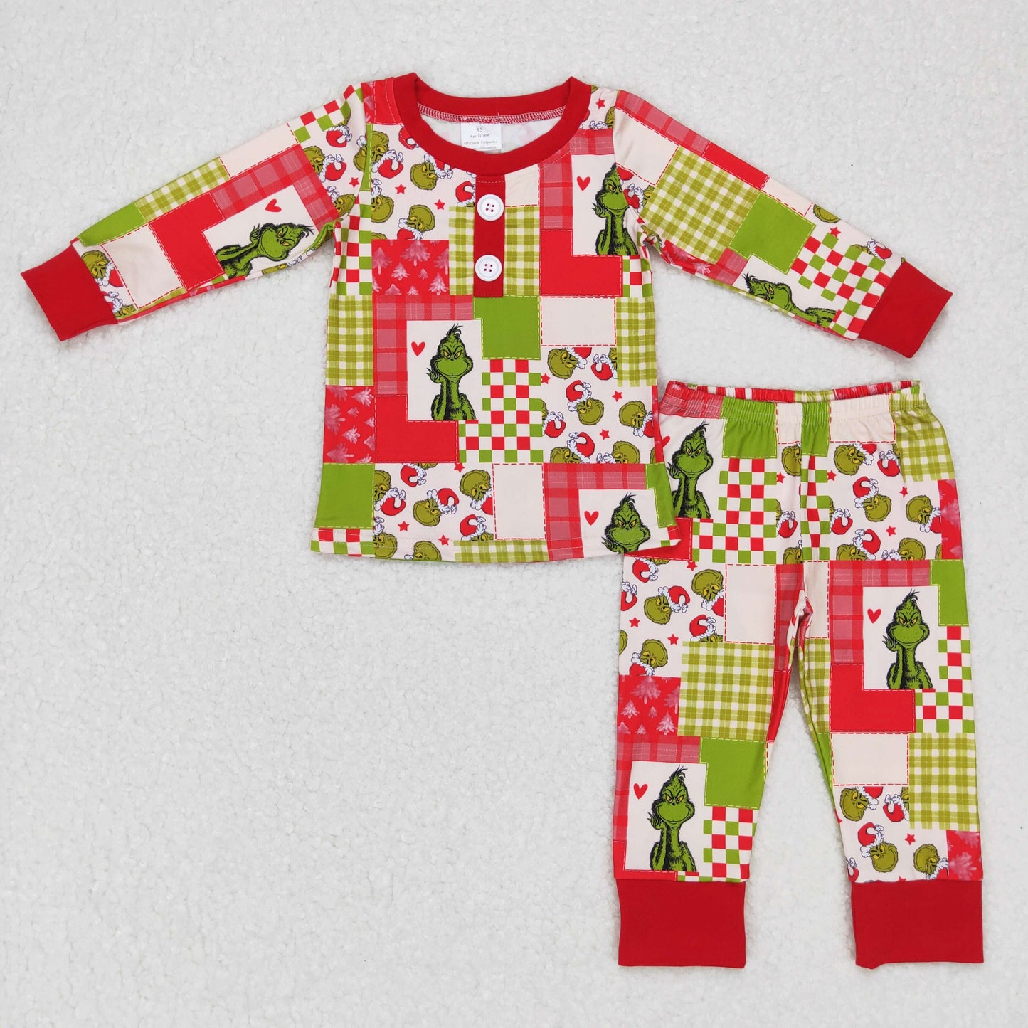 2 pieces grinchey pajama kids christmas pajama