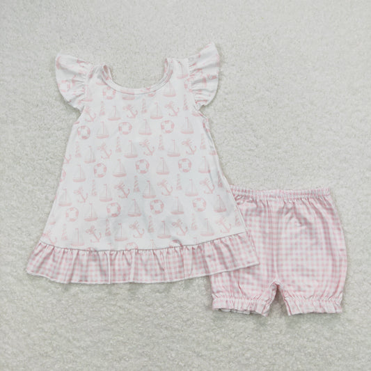 baby girl clothes  pink sailboat bloomer set