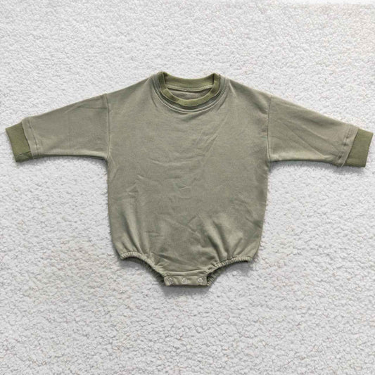 solid green cotton infant romper bodysuit