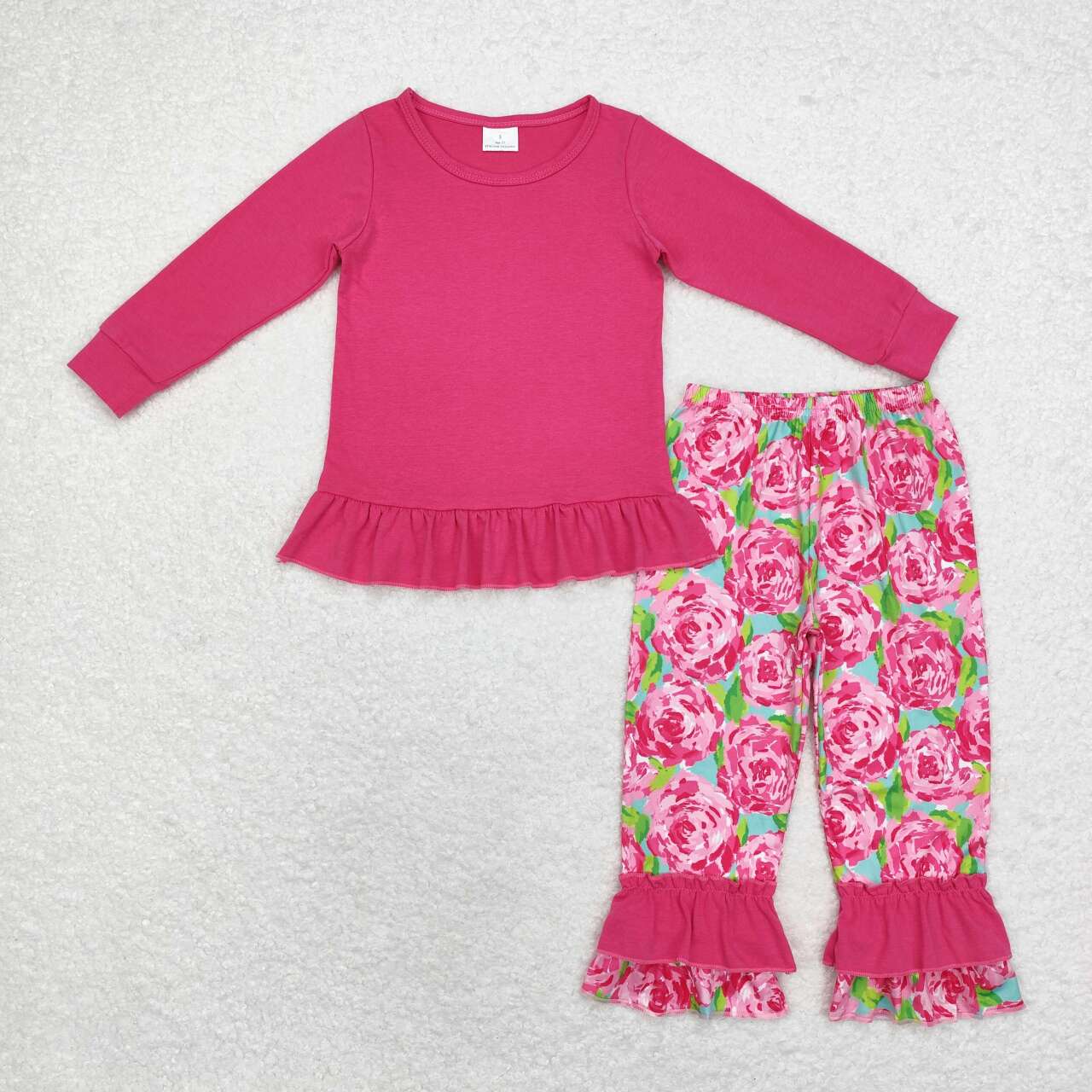 hot pink cotton shirt rose pants set girl fall outfit