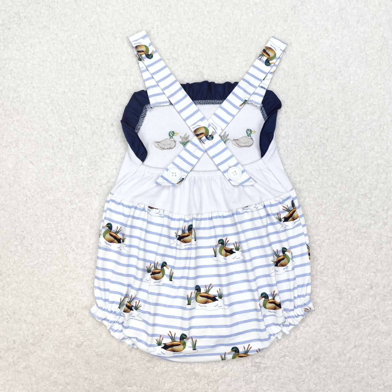 baby girl duck embroidery cross back bubble