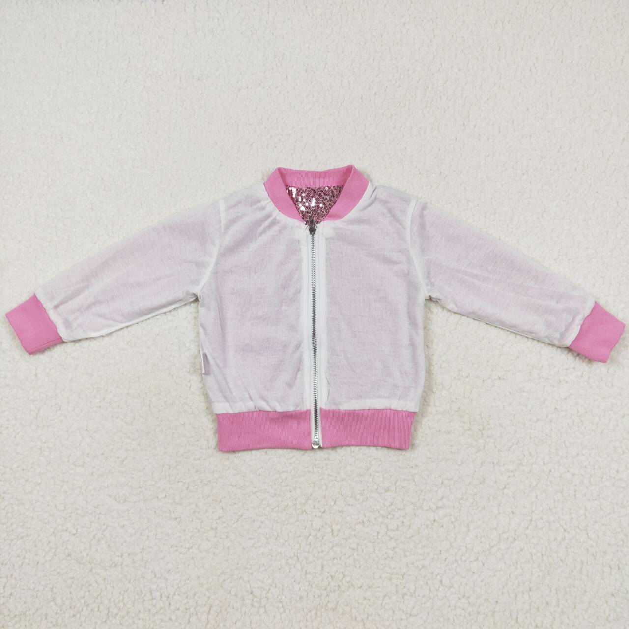 toddler girls shinny zip sequins jacket pink