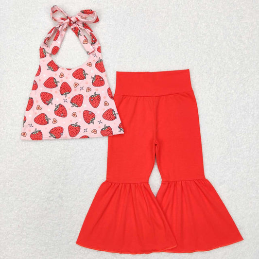 girl boutique clothes strawberry halt bell bottom outfit