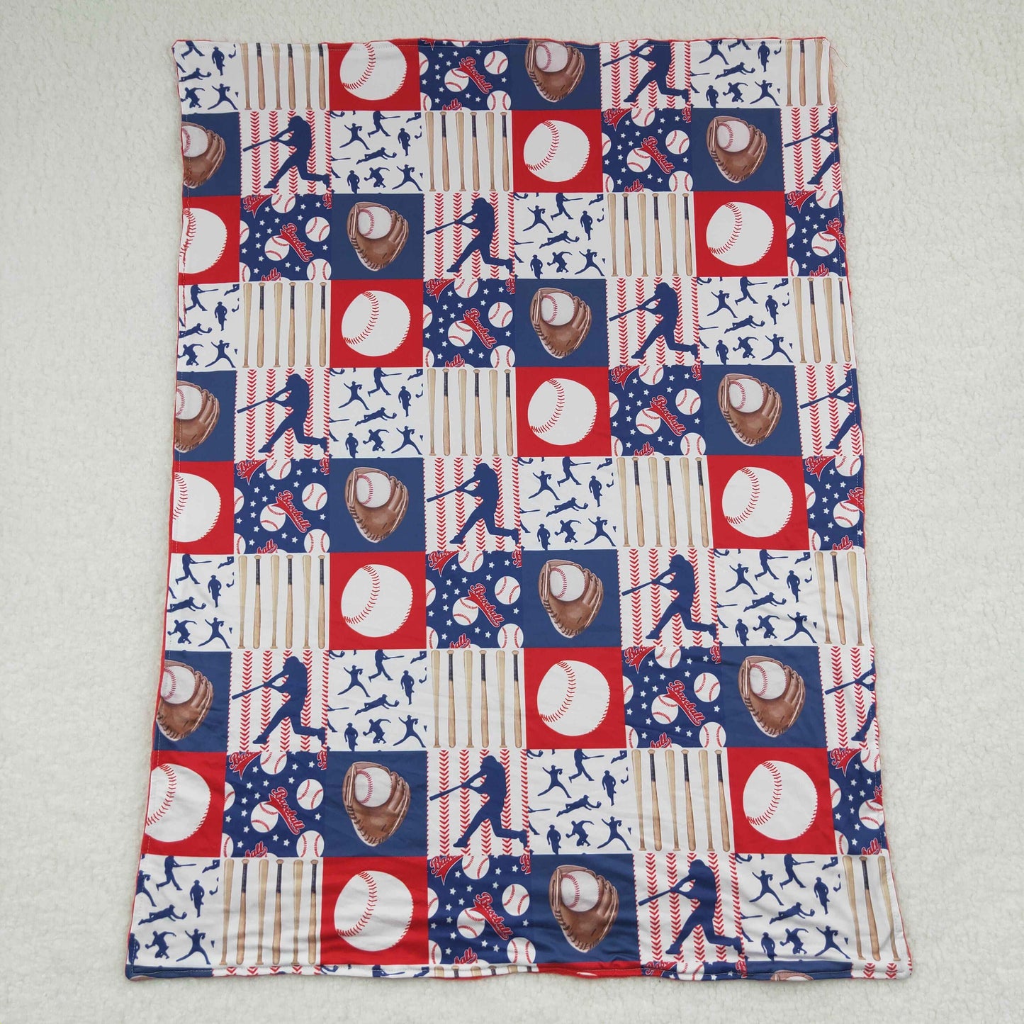 Baseball print minky blanket
