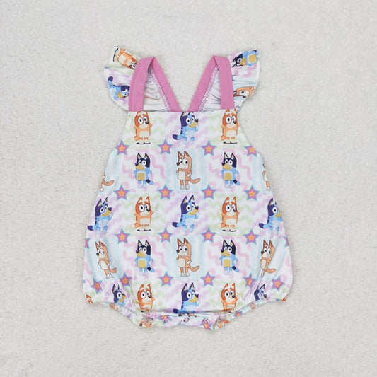 boho dog baby girl cross back ruffle bubble
