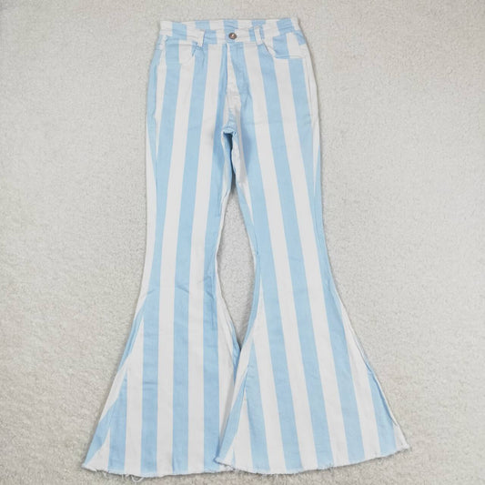 adult jeans blue stripe ladies denim bell pants