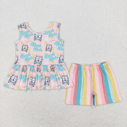 beach babe baby girl tank shorts set