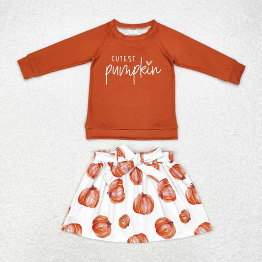 cutest pumpkin skirt set outfit