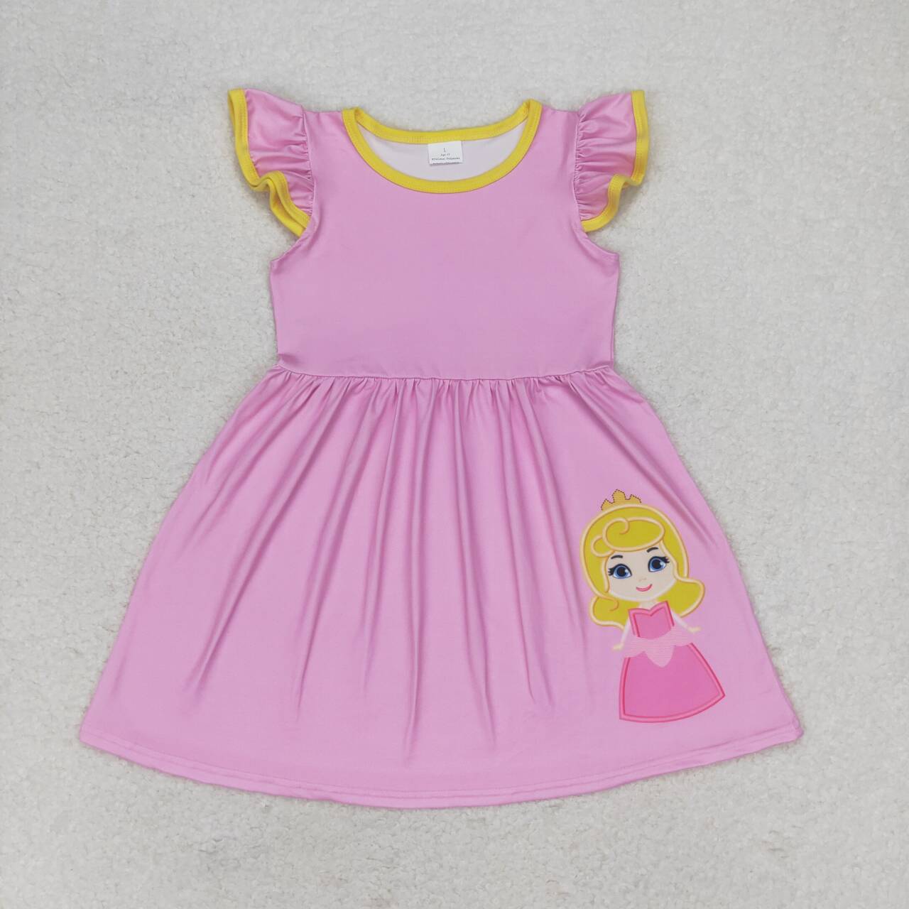 cotton pink princess pattern dress