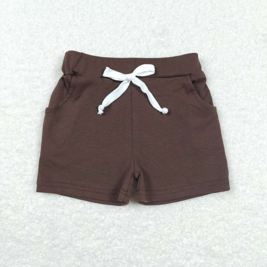 boy cotton solid brown pocket shorts kids clothing