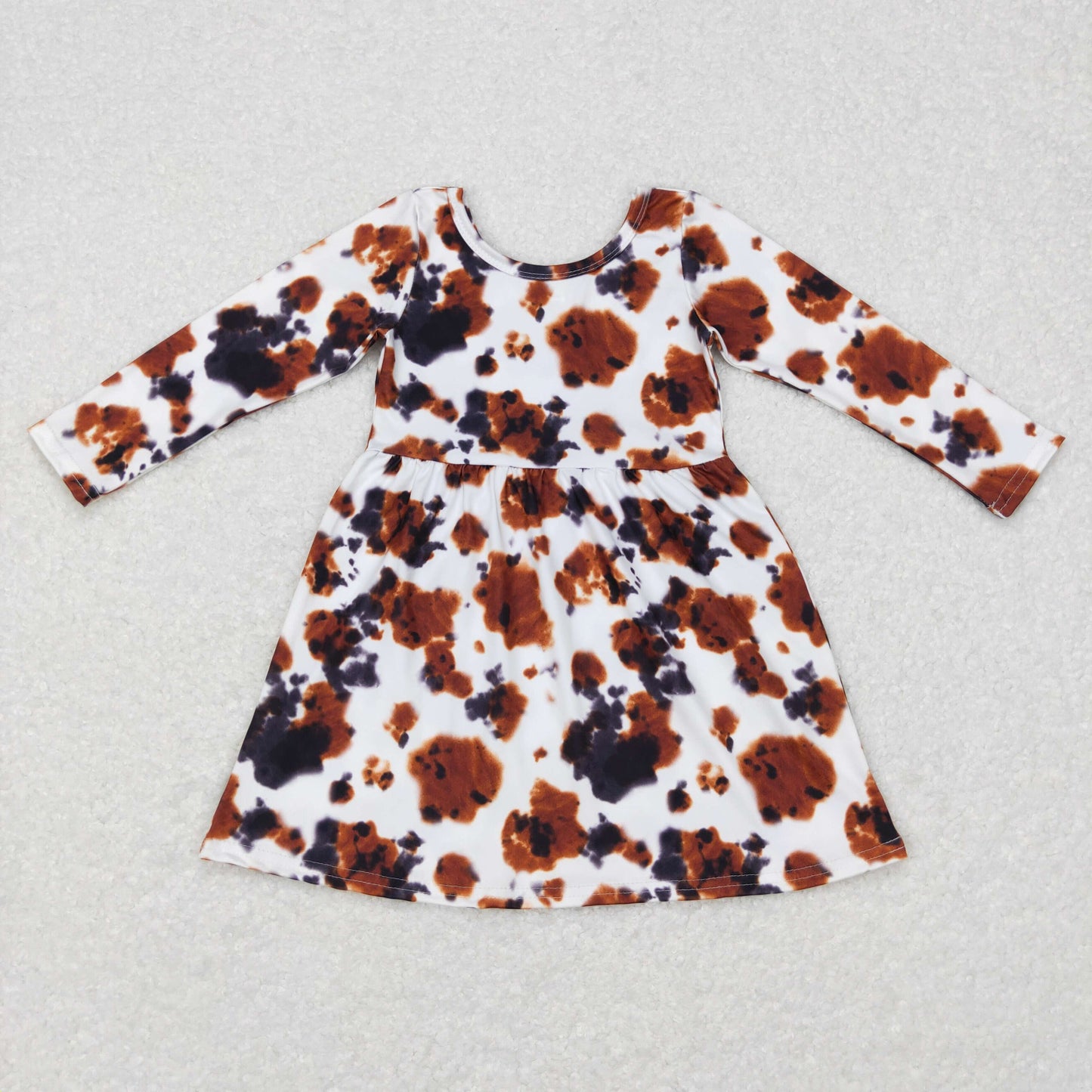 long sleeve cow print dress