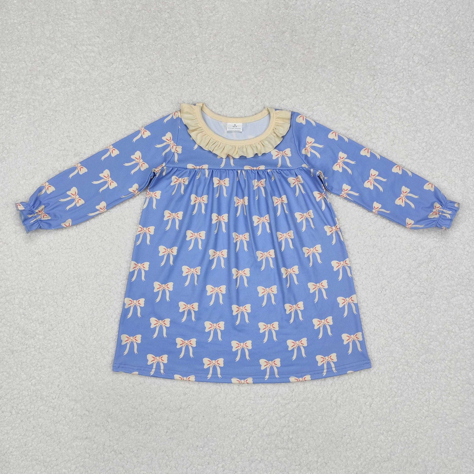 long sleeve bows print dress