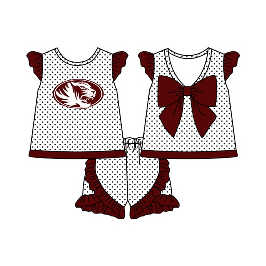 Custom order maroon tiger team girl set