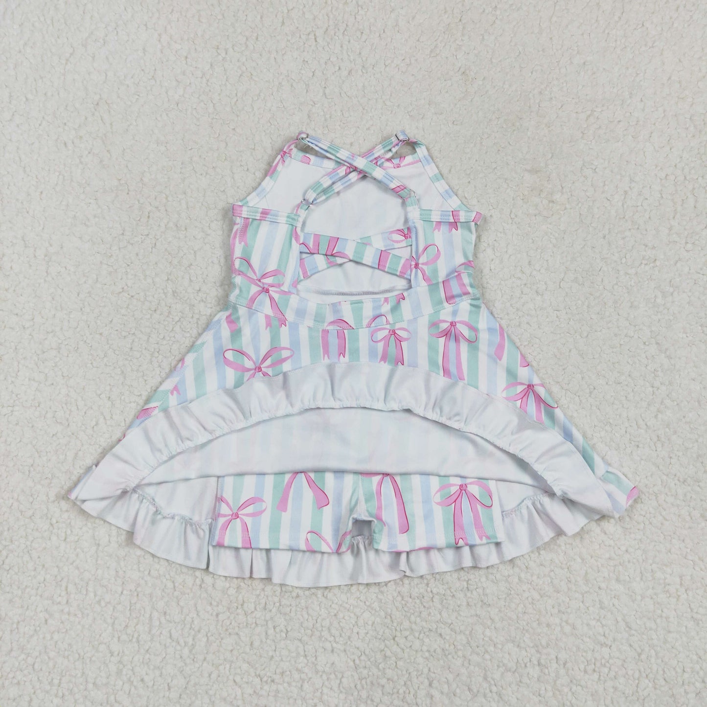 stripes pink bow athletic dress