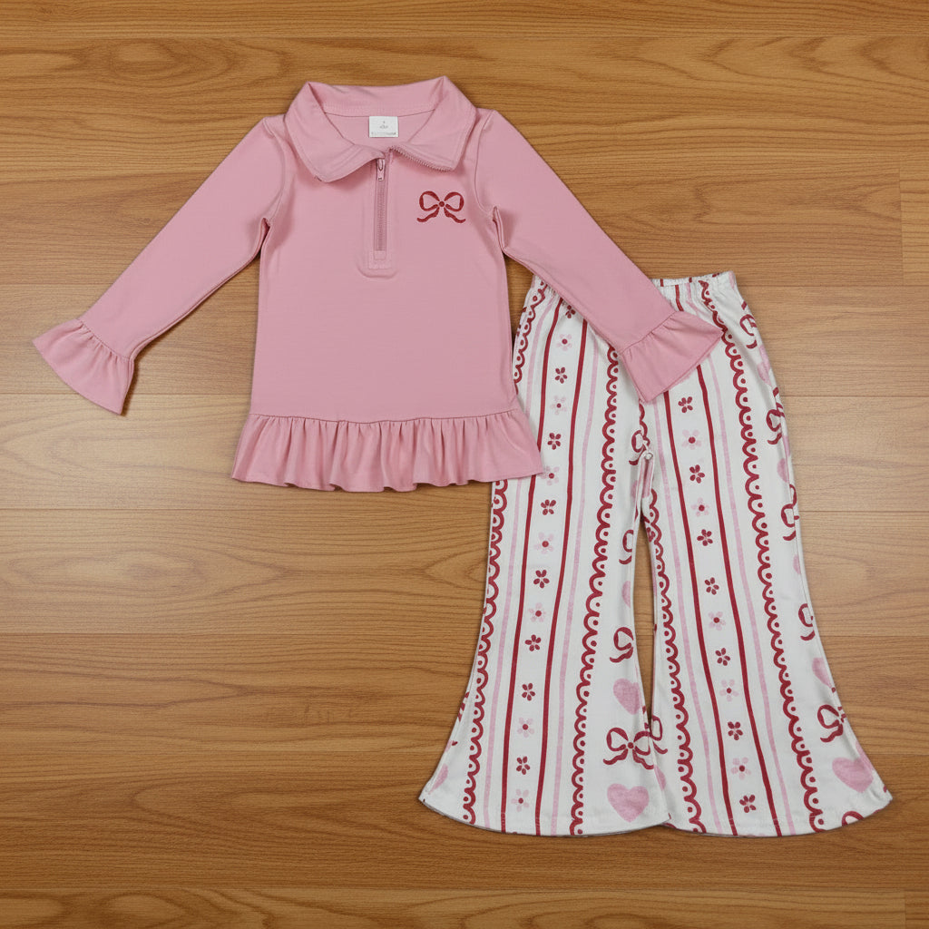 stripes heart coquette zip pullover belle pants set