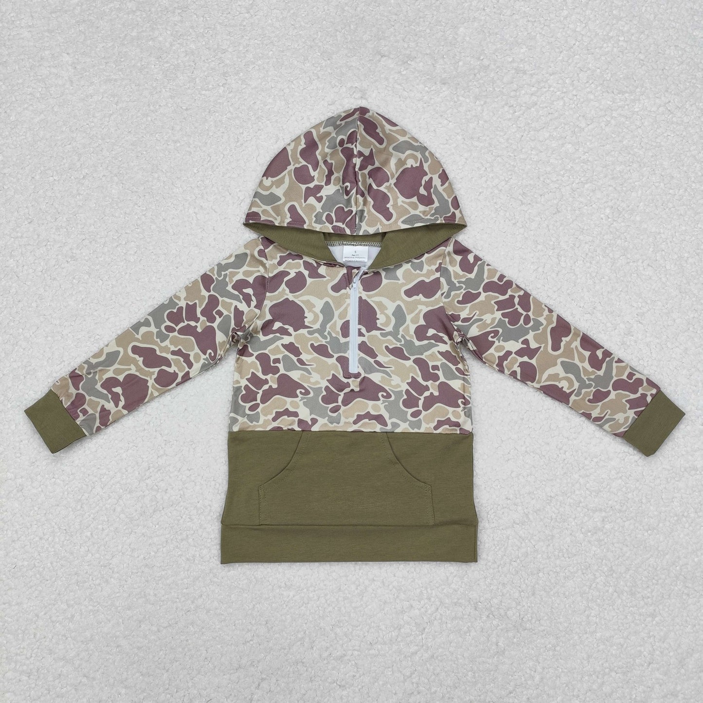 boy camo zip up hoodie pocket top