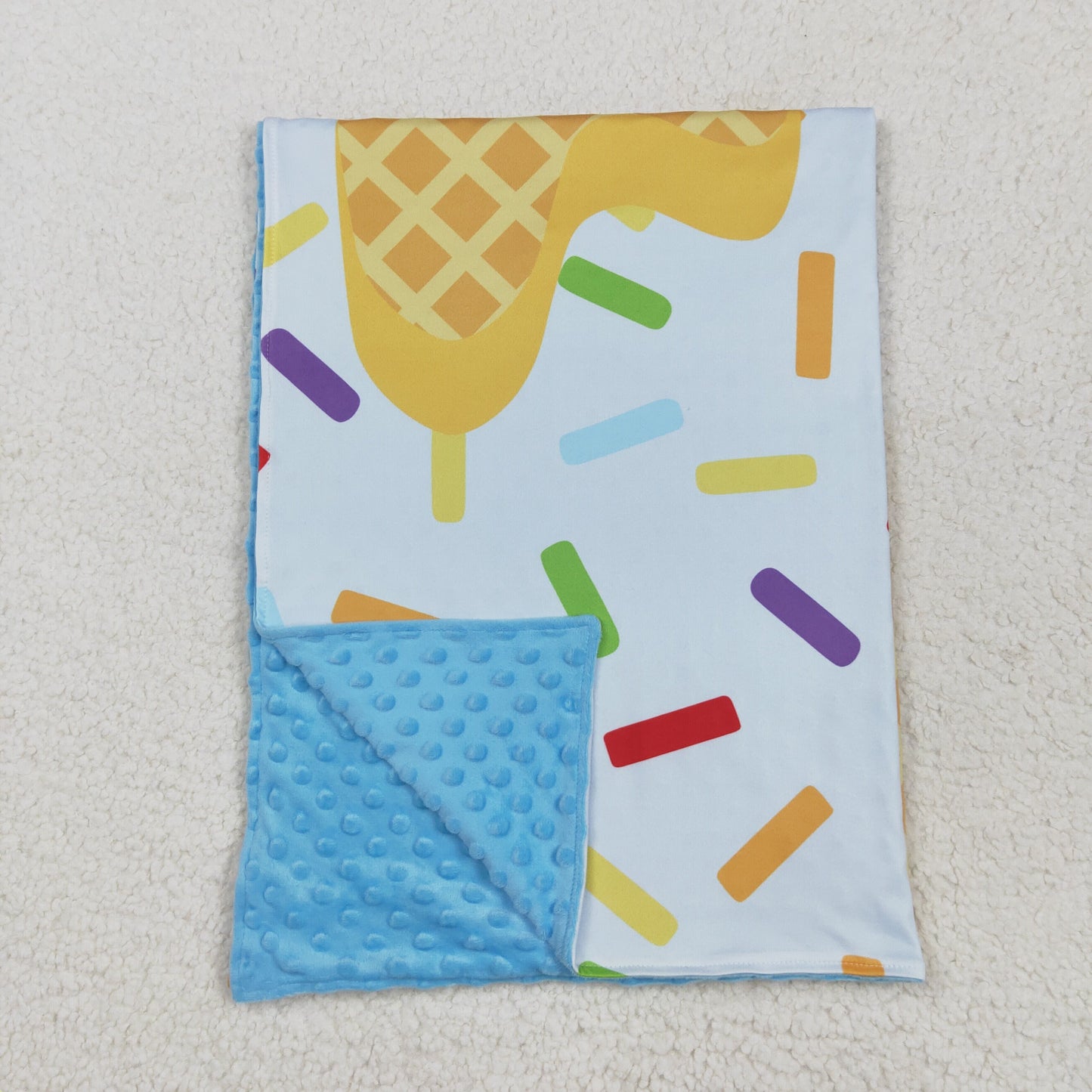 blue ice-cream baby blanket