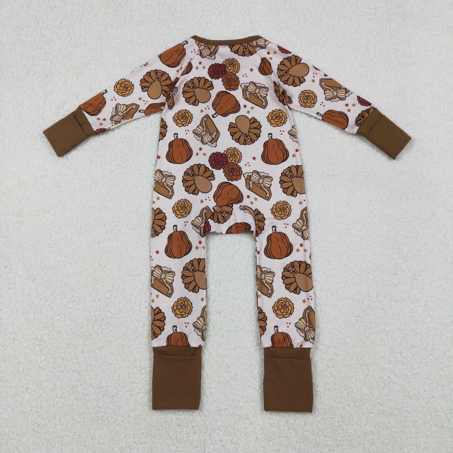 turkey print thanksgiving day baby boy zipper sleeper
