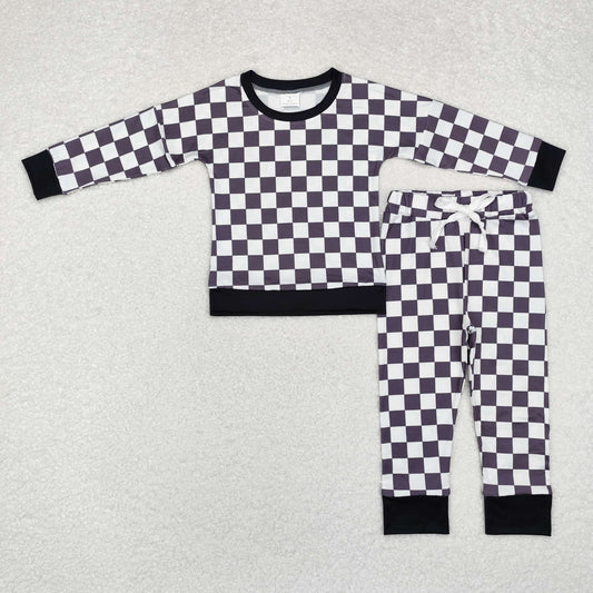 black checkered pants set kids boys clothing