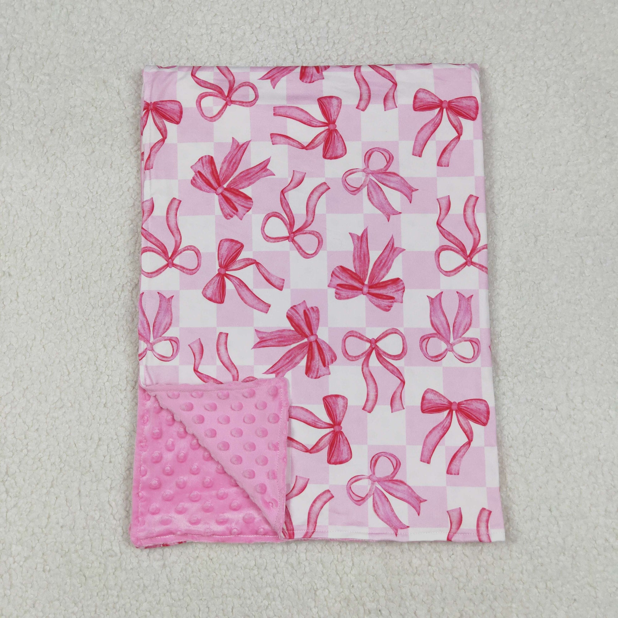 pink bow print minky blanket