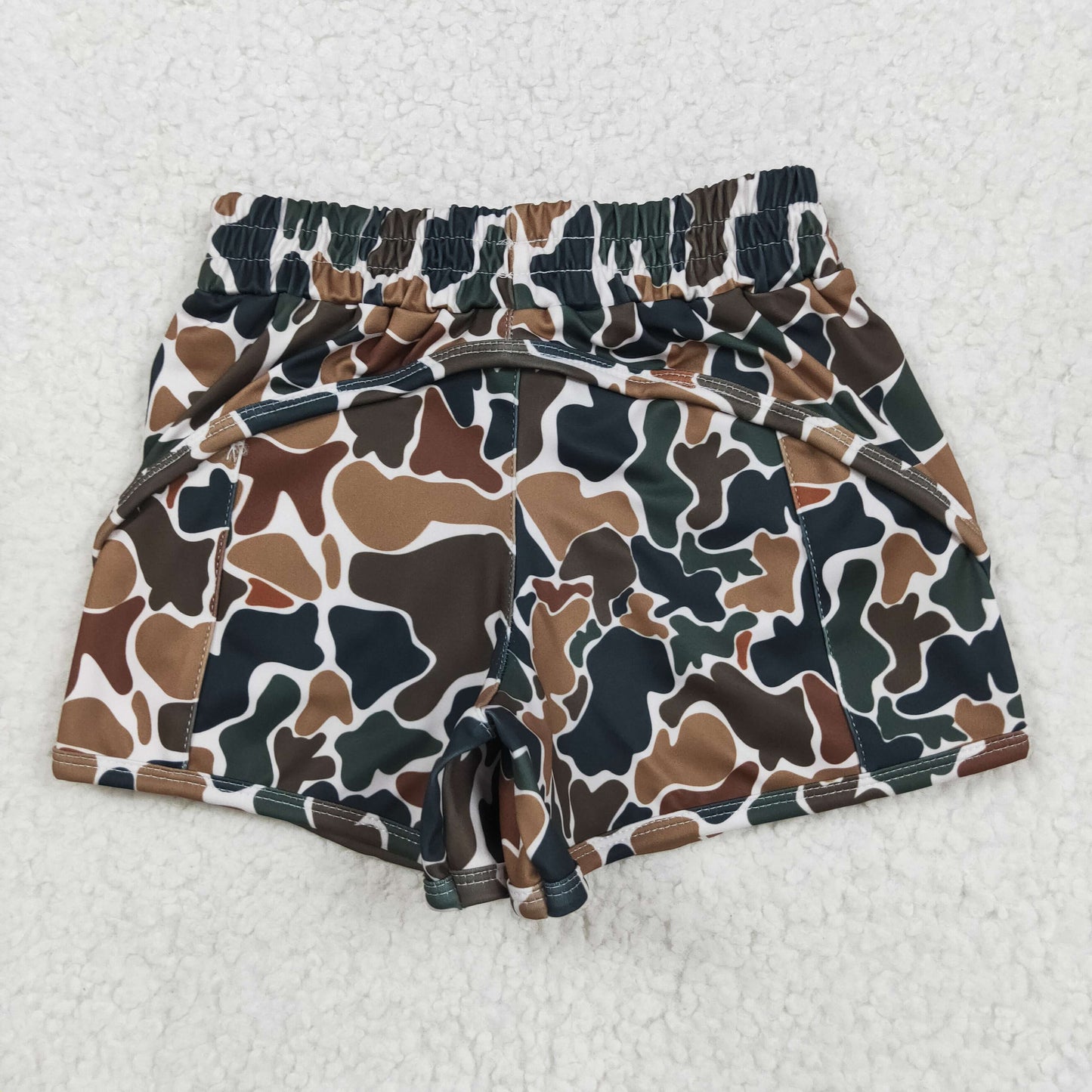camo zip athletic yoga shorts