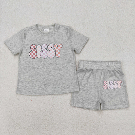 sissy gray shorts set (digital printed)