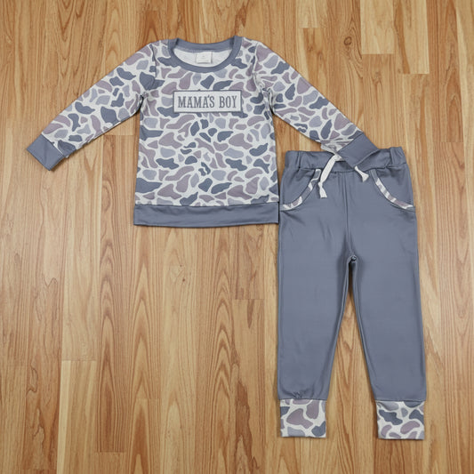 mama's boy embroidered camo jogger set fall baby boy clothes