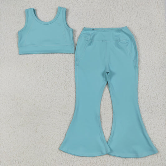 blue two pieces athletic pants set