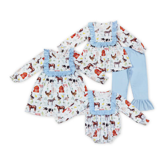 Farm Animal Print Girls Fall Clothes Sibling Clothes