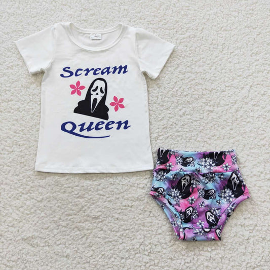 scream queen ghost baby halloween bummie set