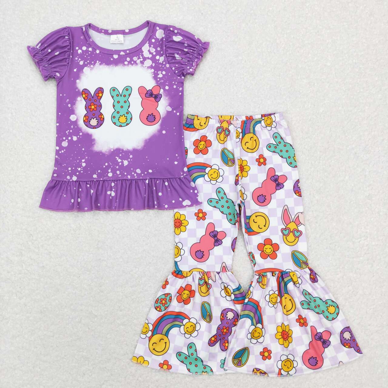 purple easter peeps bell bottom pants set