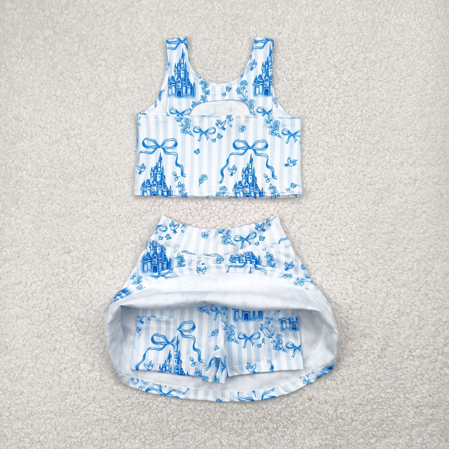 blue castle two pieces athletic skort dress set