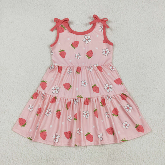 sleeveless strawberry dress kids dresses