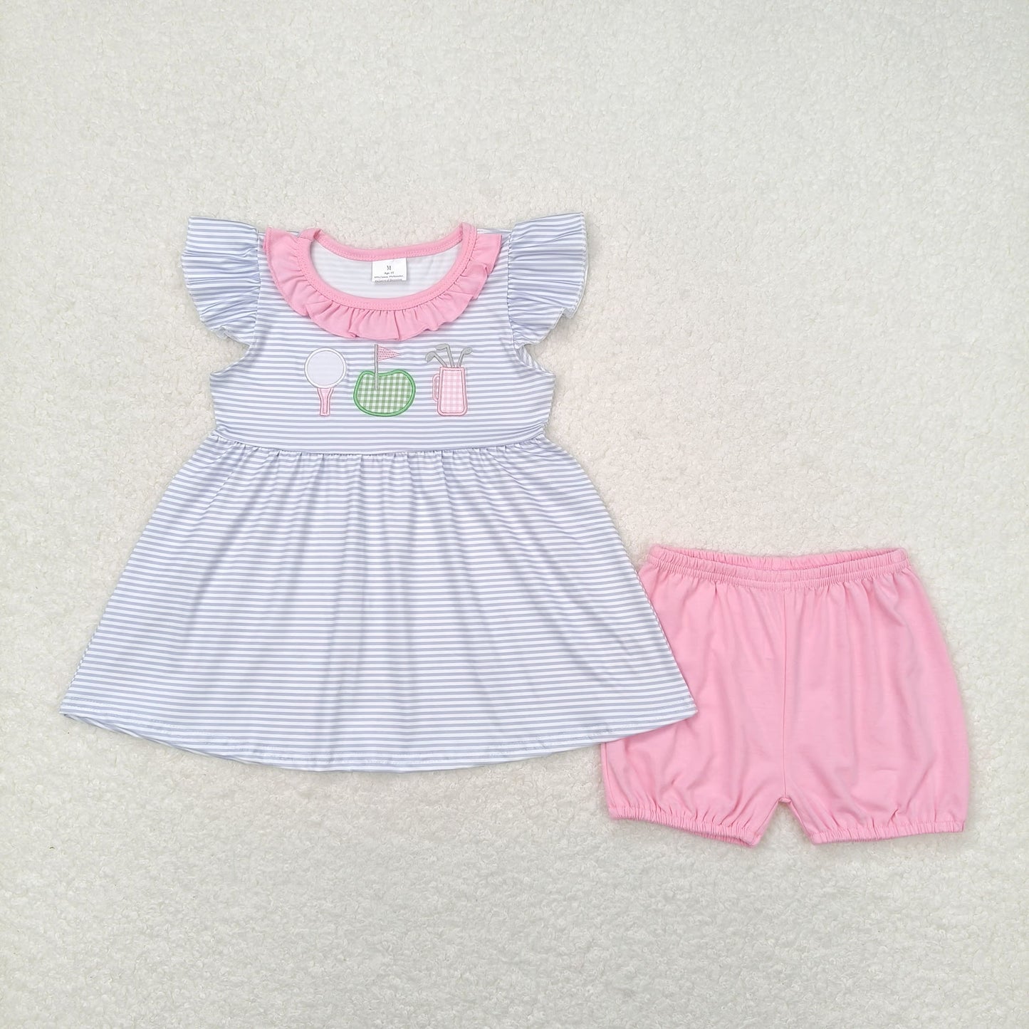 golf embroidery girl shorts set