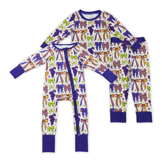 Purple Halloween Bows Girls Sibling Pajamas