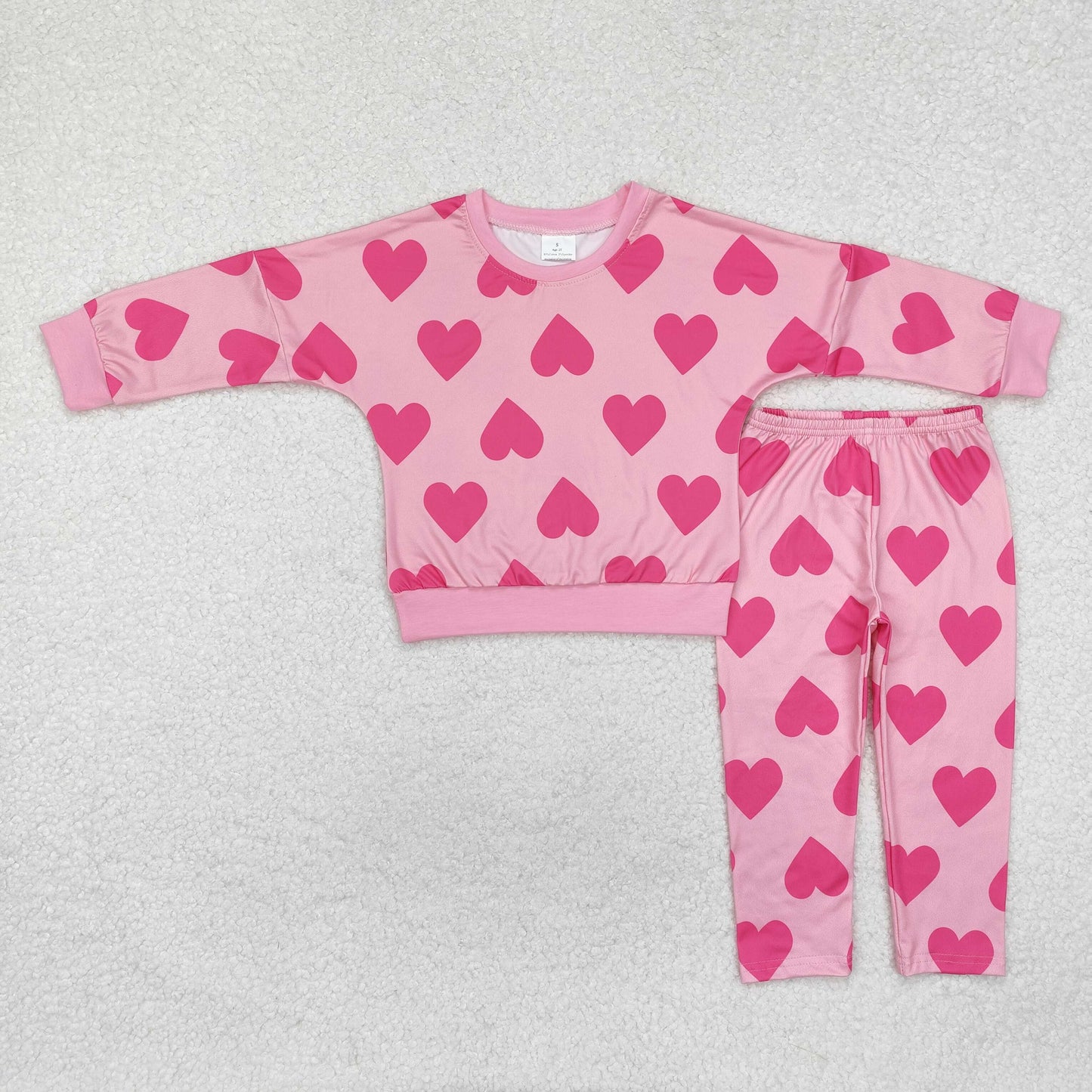 pink heart sweatershirt pants set girl valentine outfit