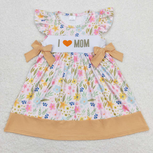 floral i love mom embroidery dress