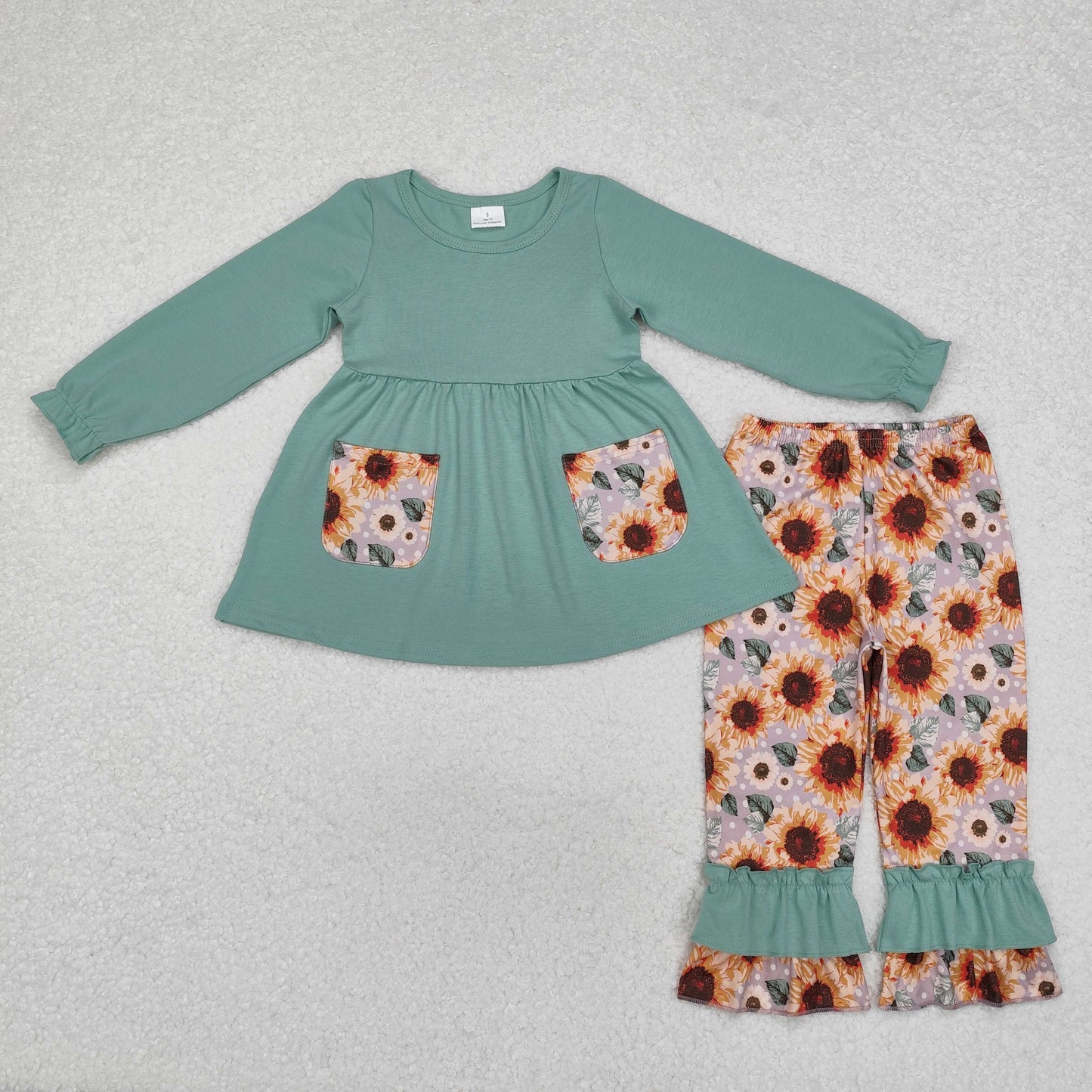 kids sunflower pants set girl fall clothing