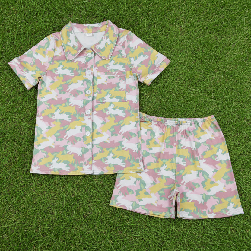 adult pajamas easter women camo rabbit pajamas set