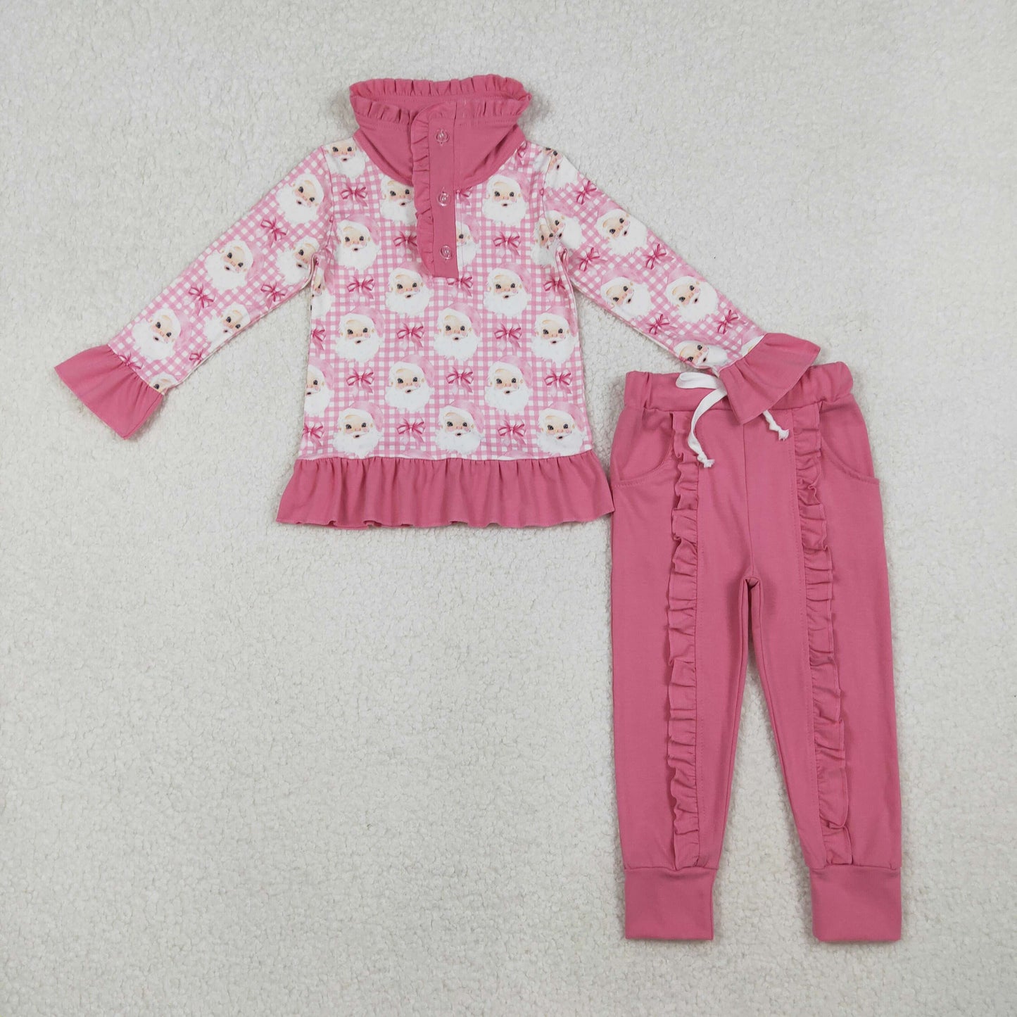 pink santa pullover girl jogger outfit