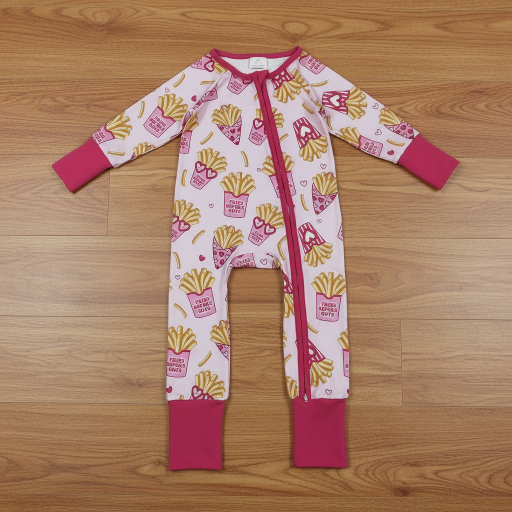 fries before you guys valentine girl zipper sleeper