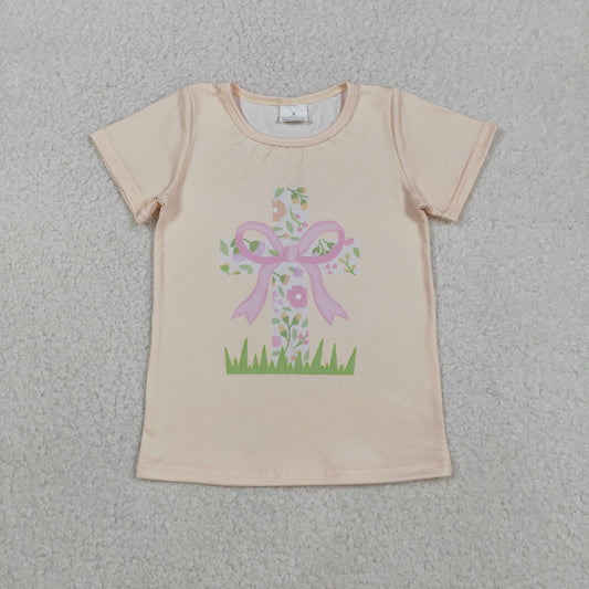 easter floral cross pattern girl tee